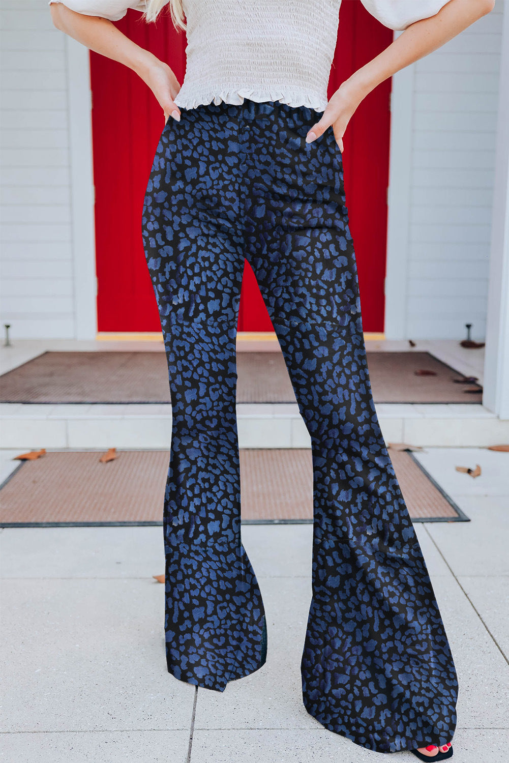 Damen Elegante Schlaghose im Schlangenleder-Look EB