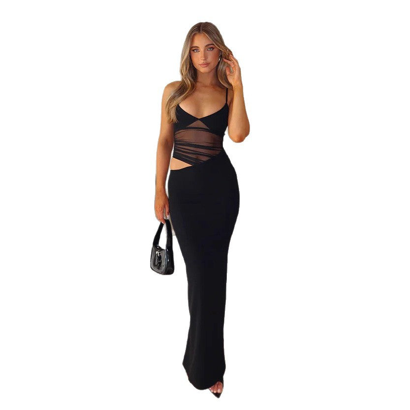 Damen Figurbetontes Abendkleid mit innovativem Wickeldesign und eleganten Trägern EB