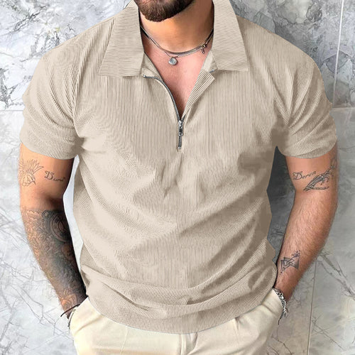 Herren Poloshirt mit modernem Reißverschluss und strukturiertem Design EB