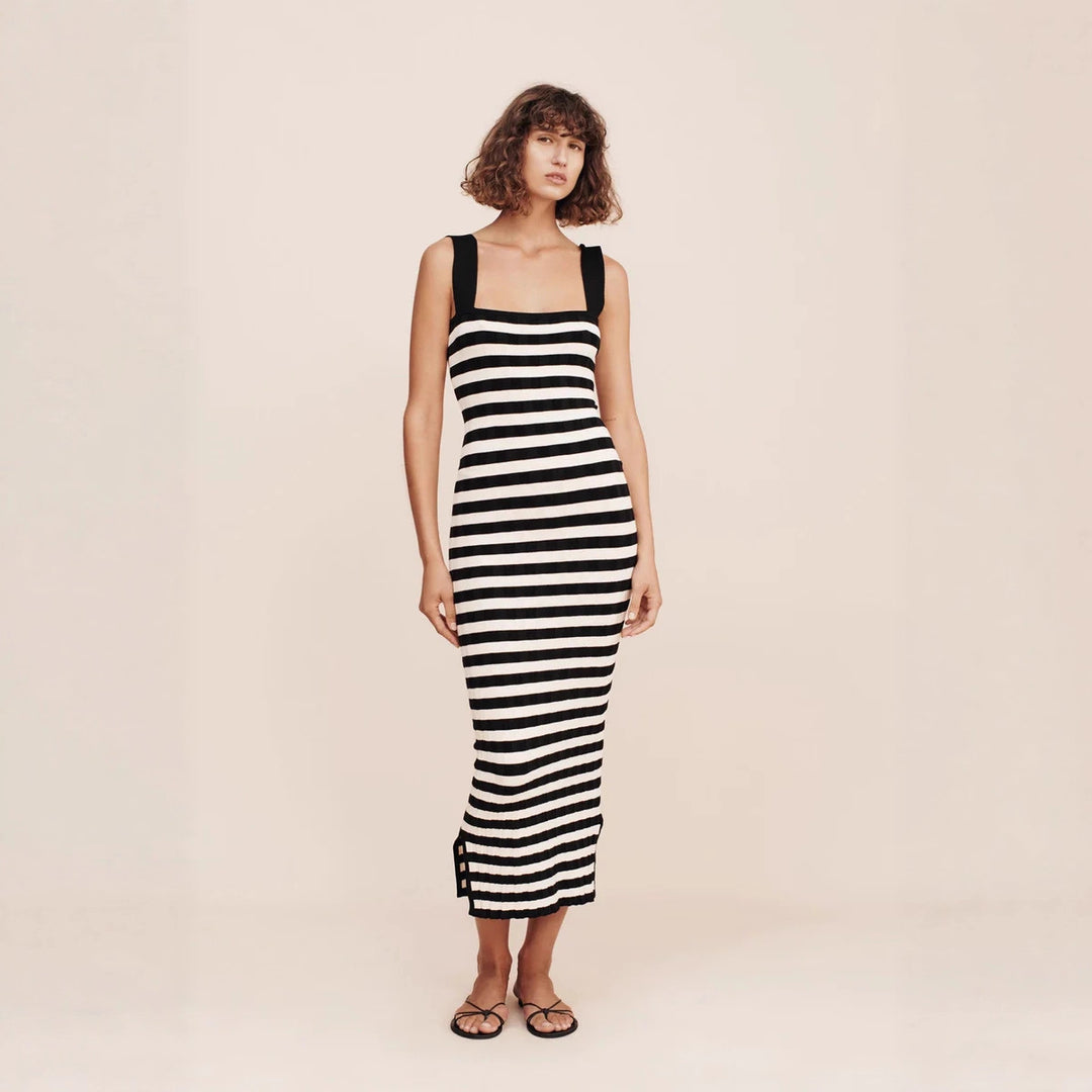 Damen Maxikleid mit gestreiftem Design EB