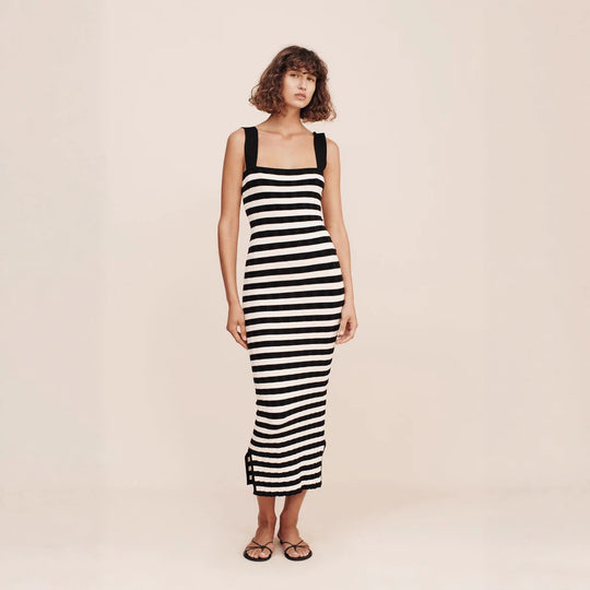Damen Maxikleid mit gestreiftem Design EB