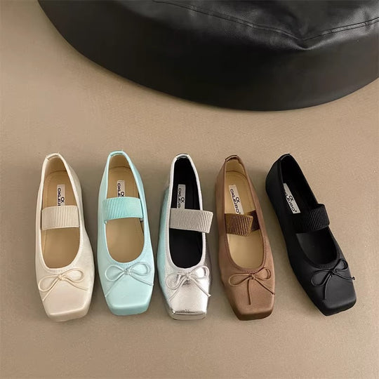 Damen Mary Jane Ballerinas mit elegantem Riemchen und verspieltem Schleifen-Detail EB