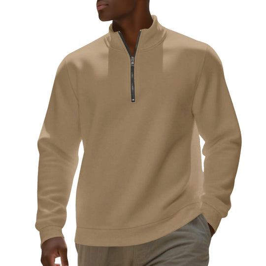Herren nan Halbzip-Sweatshirt aus Baumwollmix mit Stehkragen, weichem Innenfutter und Rippbündchen EB