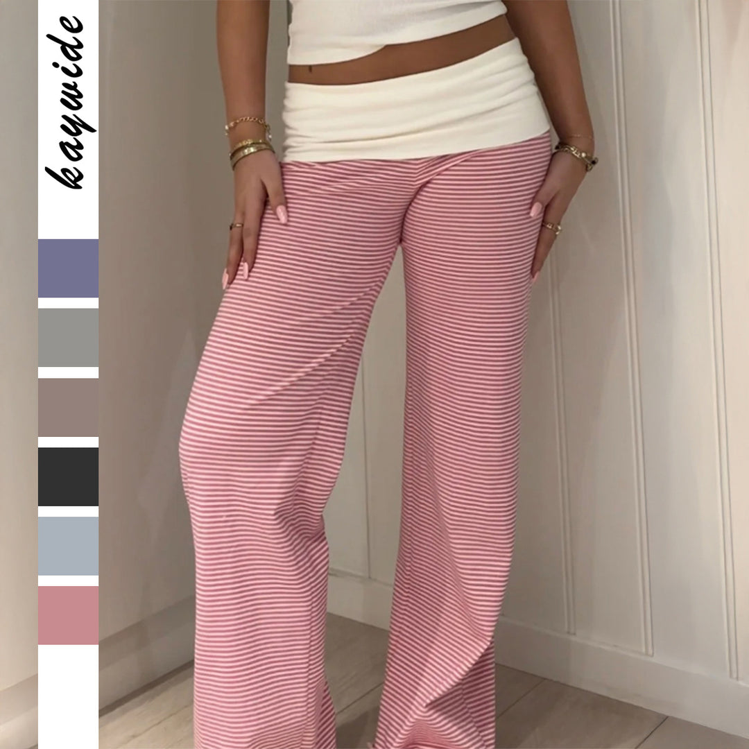 Damen nan weite Palazzo-Loungehose mit hohem Bund und elastischem Comfort-Stretch EB