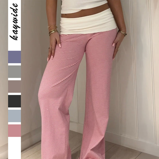 Damen nan weite Palazzo-Loungehose mit hohem Bund und elastischem Comfort-Stretch EB