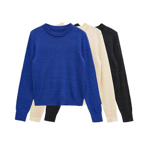 Damen gemütlicher Rundhals-Pullover aus hochwertiger Baumwolle EB