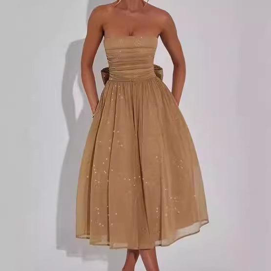 Damen Elegantes strapless Cocktailkleid mit gerafftem Oberteil und A-Linie EB