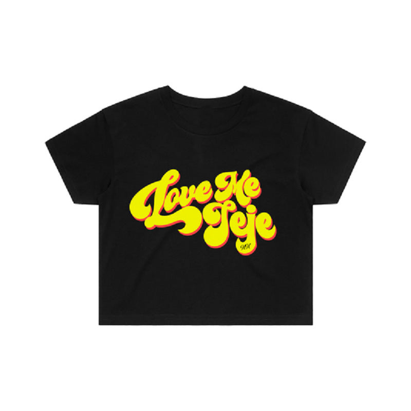 Damen Crop-T-Shirt mit kreativem Schriftzug und modernem Design EB