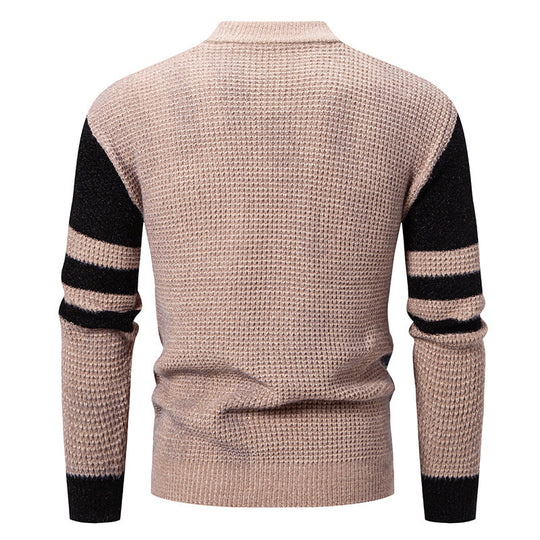 Herren modischer Pullover mit strukturiertem Farbblockdesign EB