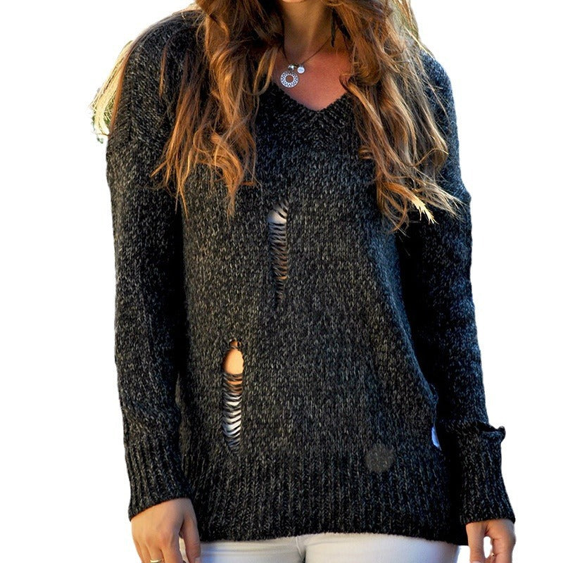 Damen Grobstrickpullover mit innovativem Schnitt und lässigen Details EB
