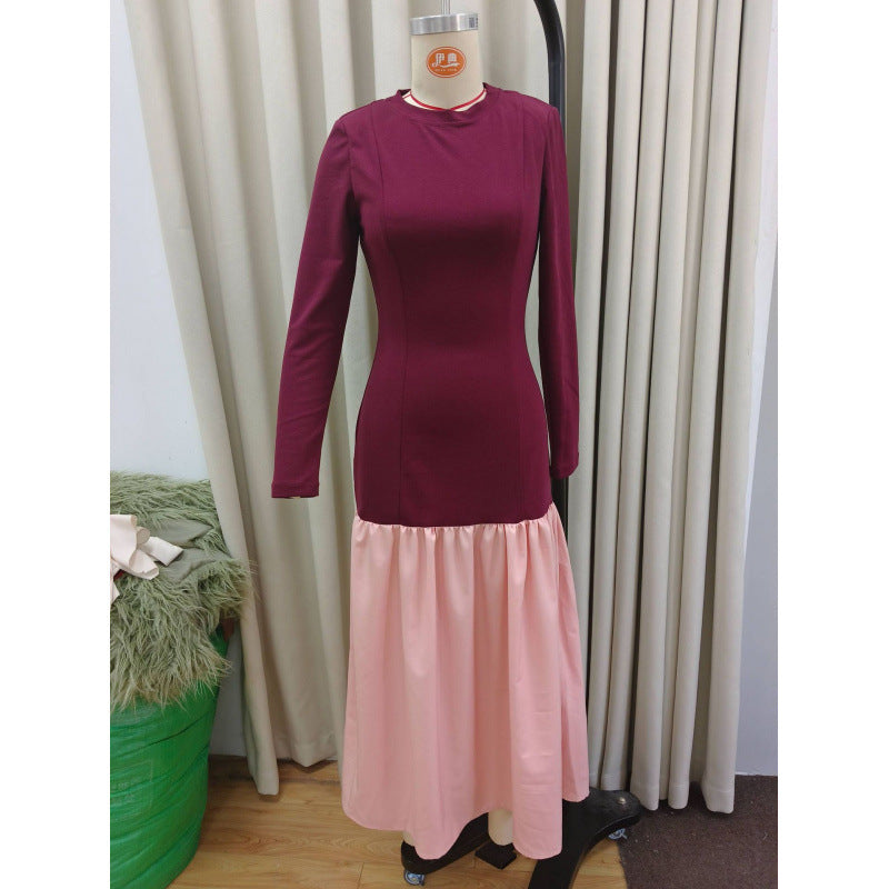 Damen elegantes Kleid mit Kontrastdetails EB