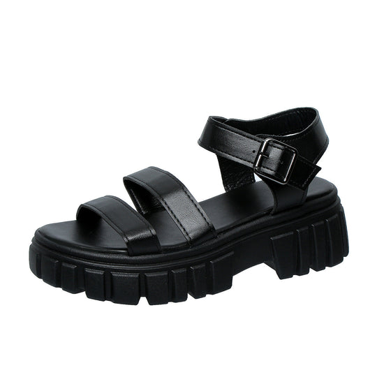 Damen Komfortable Plateau-Sandalen mit verstellbarem Riemen und rutschfester Sohle EB