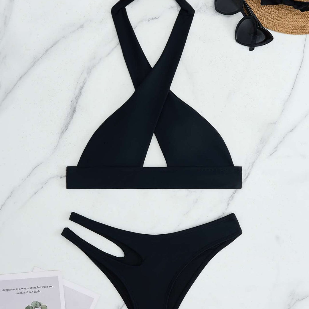 Damen Bikini-Set mit modischem Knoten und seitlichem Cut-Out EB
