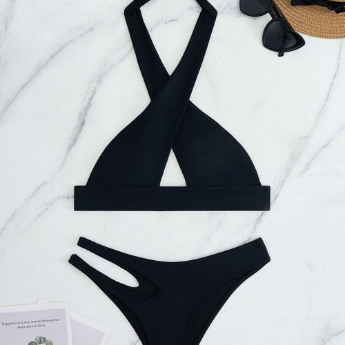 Damen Bikini-Set mit modischem Knoten und seitlichem Cut-Out EB