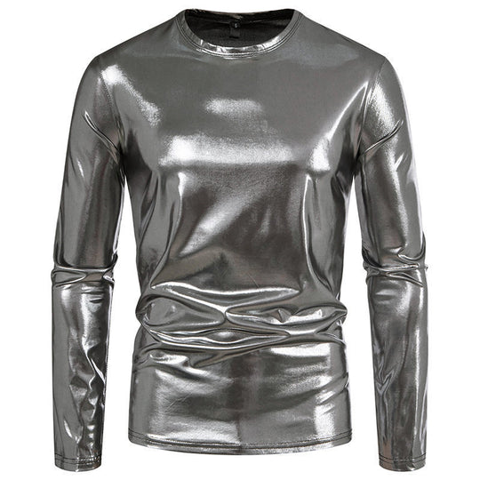 Herren langärmliges Shirt aus glänzendem Stretch-Stoff EB