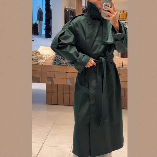 Damen Trenchcoat mit modernen Details und breitem Revers EB