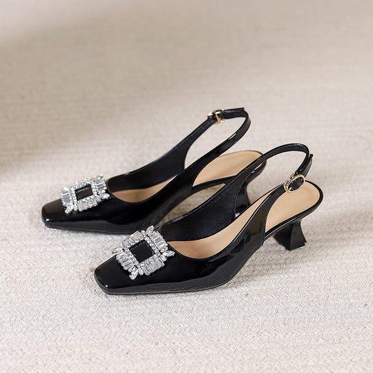 Damen Slingback-Pumps mit funkelndem Schmuckelement EB