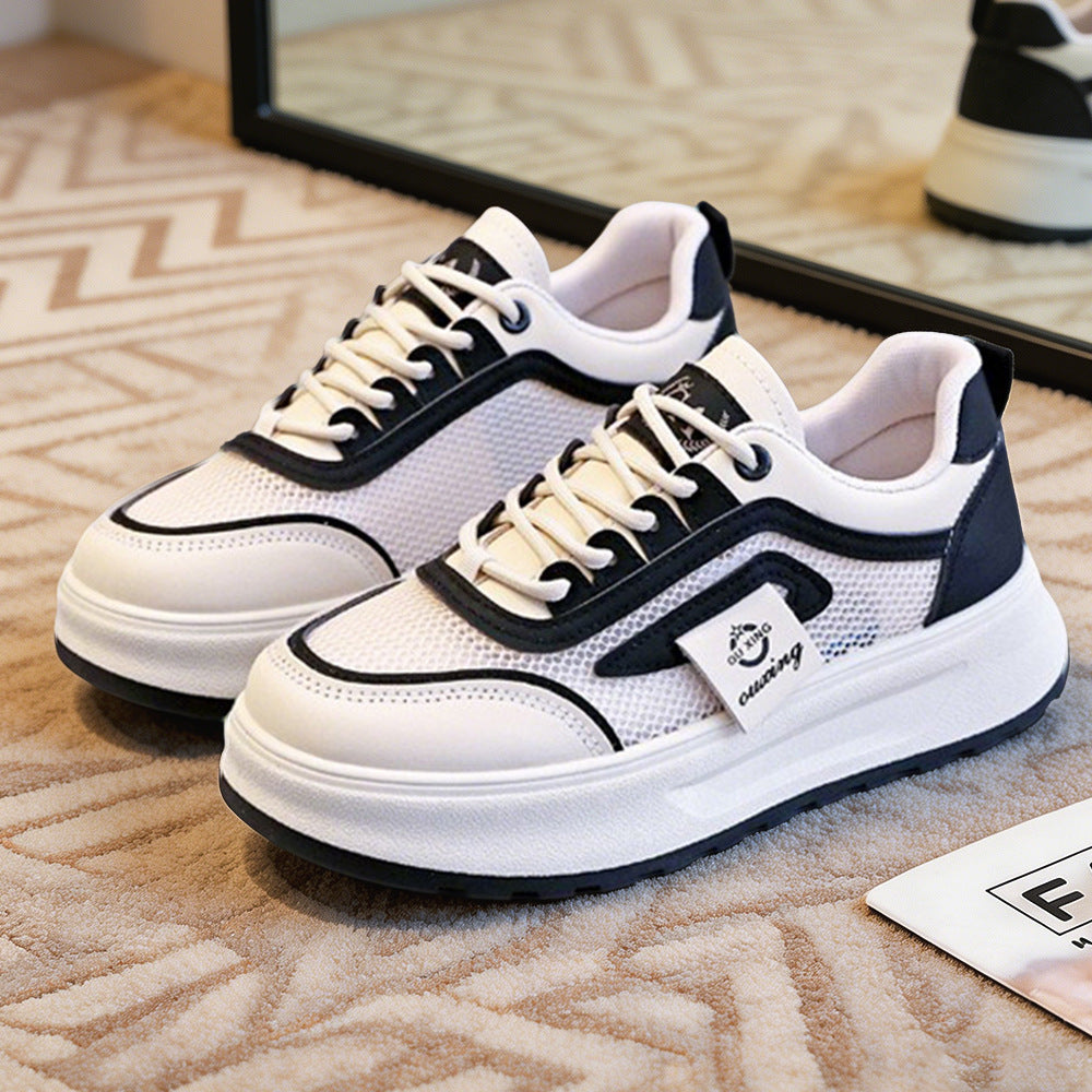 Damen nan leichte Plateausneaker mit atmungsaktivem Mesh-Obermaterial, gepolstertem Fersenkragen und stoßdämpfender EVA-Sohle EB