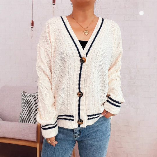Damen gemütliche Strickjacke mit Sternen-Applikationen und modernen Details EB