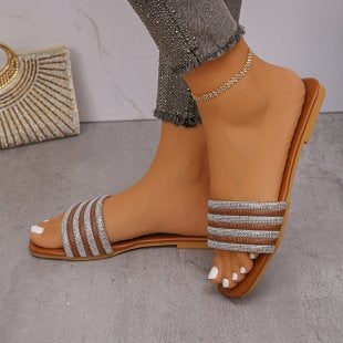Damen Glamouröse Riemensandaletten mit funkelndem Design EB