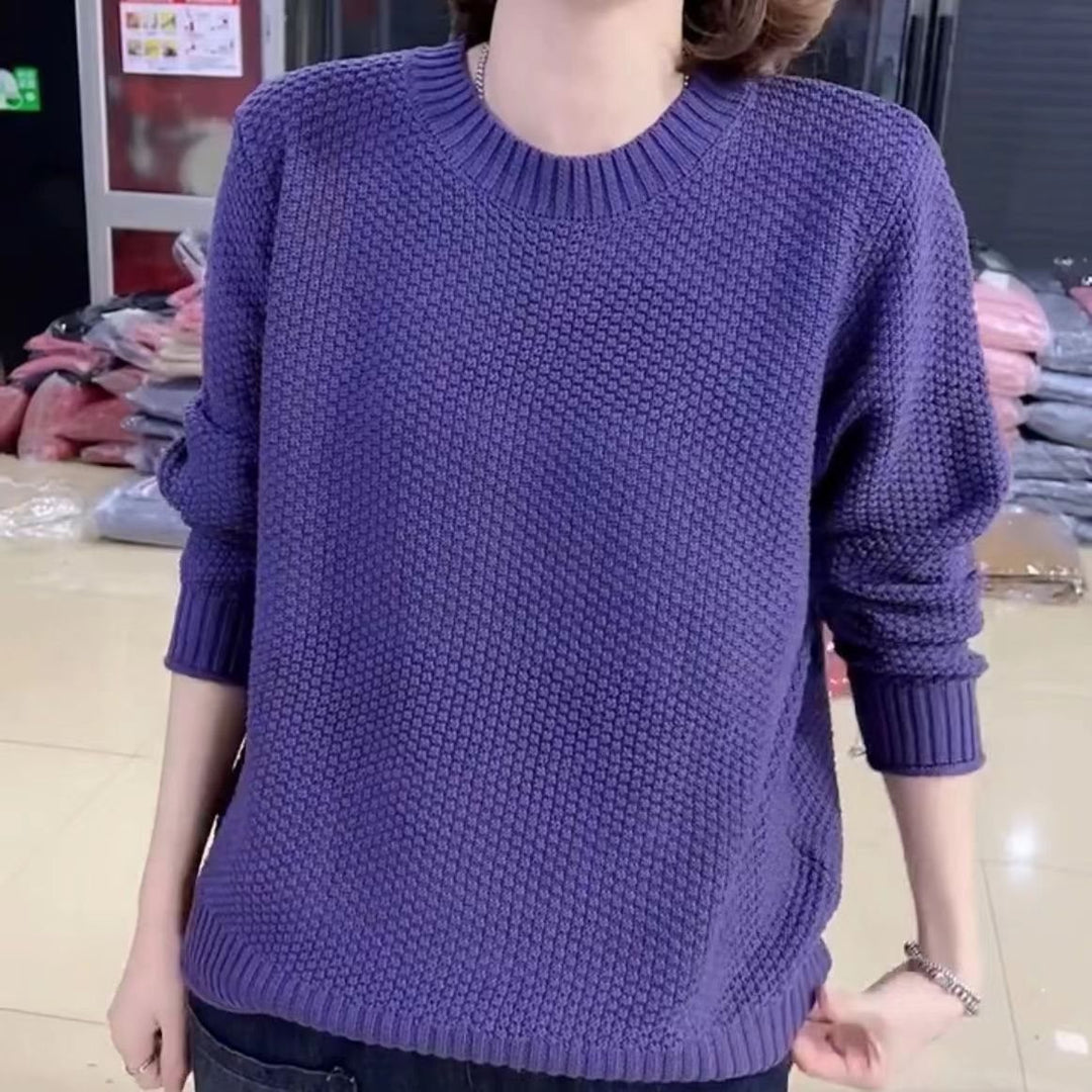 Damen lässiger Strickpullover mit strukturierter Oberfläche und weitem Schnitt EB