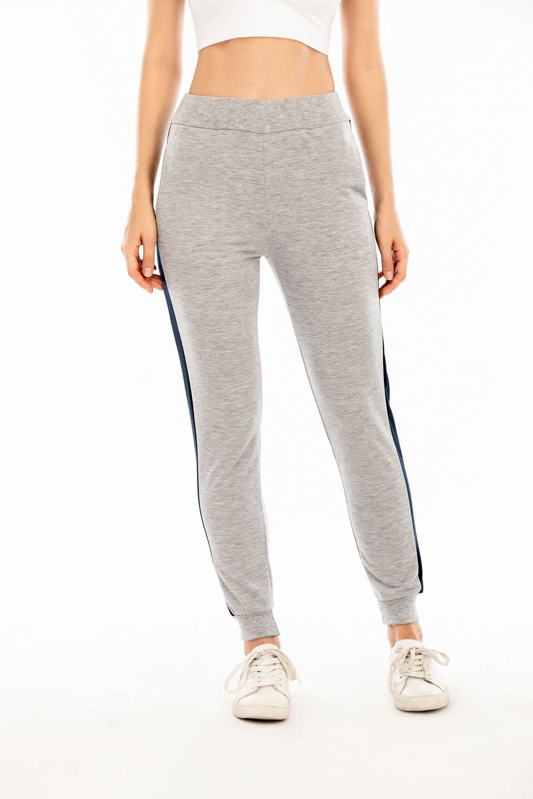 Damen Sportliche Freizeithose mit elastischem Bündchen und seitlichen Kontraststreifen EB