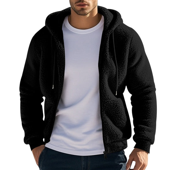 Herren nan Teddyfleece Kapuzenjacke mit Frontreißverschluss und Eingrifftaschen EB