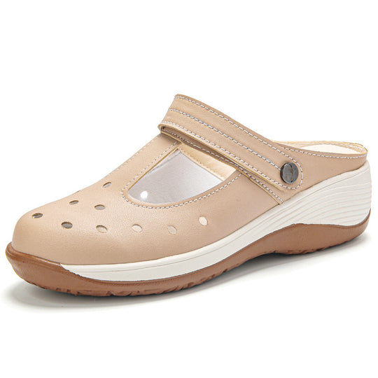 Damen Komfortable Clogs mit atmungsaktiven Ausschnitten und verstellbarem Riemen EB