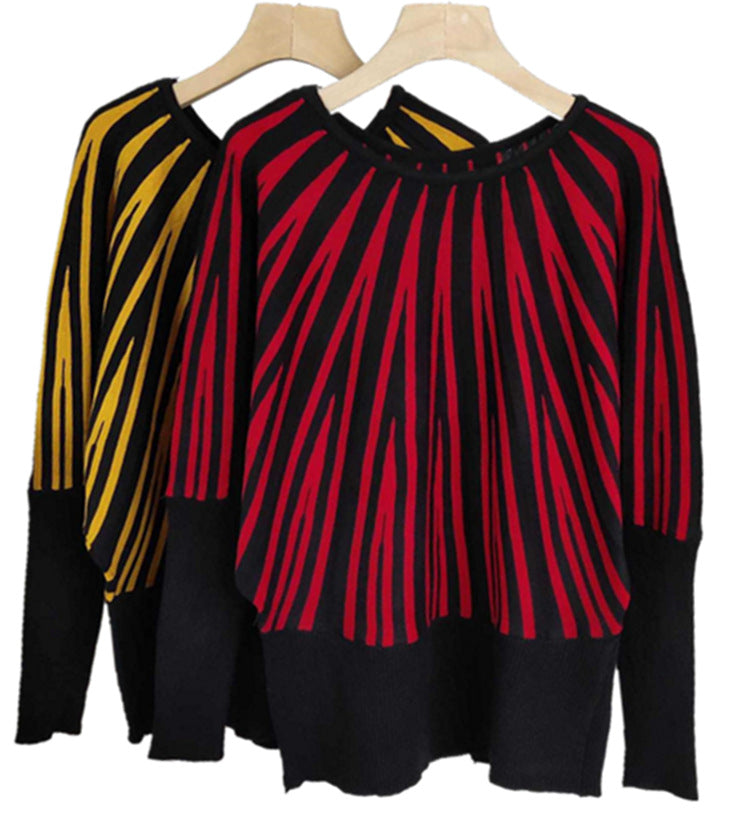 Damen Strickpullover mit modernem Streifenmuster und lässigem Schnitt EB