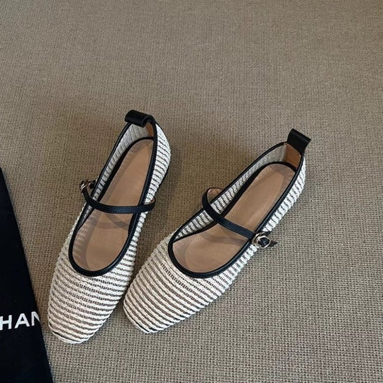 Damen Klassische Ballerinas mit verstellbarem Riemen EB