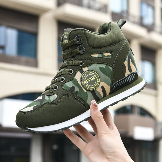 Damen Sportliche High-Top Sneakers im Camouflage-Design EB