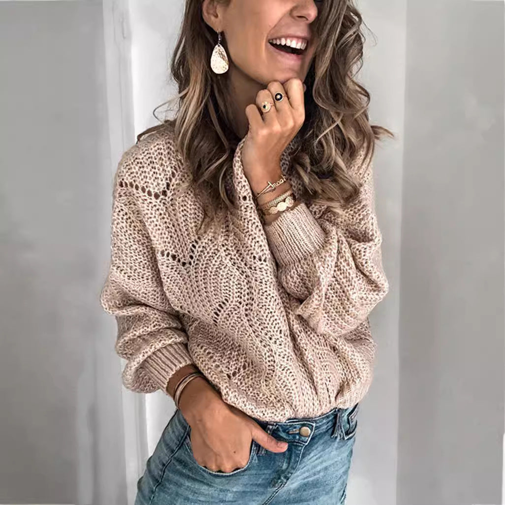 Damen luftiger Strickpullover mit lässigem Schnitt EB