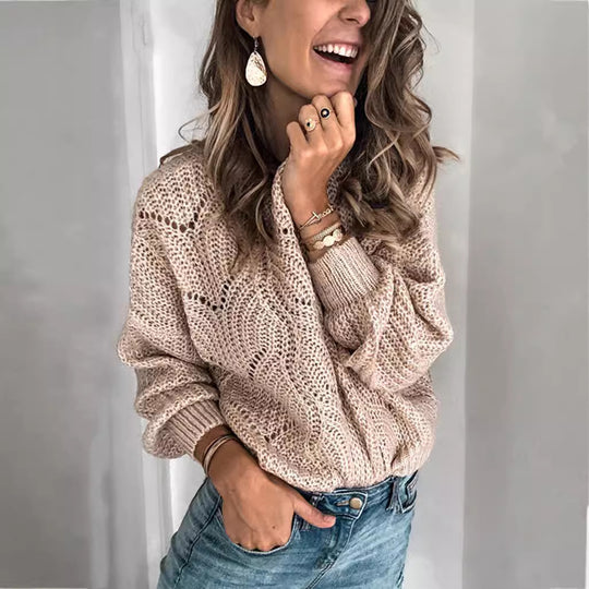Damen luftiger Strickpullover mit lässigem Schnitt EB