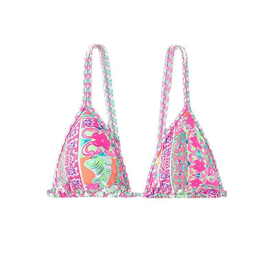 Damen Triangel-Bikini mit buntem Muster EB