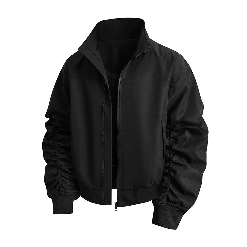 Damen elegante Bomberjacke mit strukturierten Ärmeln und modernem Stehkragen EB