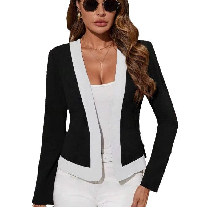 Damen Moderne Blazerjacke mit kontrastierenden Details EB