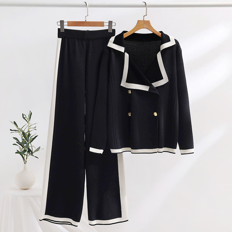 Damen elegantes Loungewear-Set mit Kontrastdetails EB