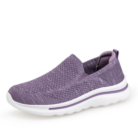Damen Komfortable Slip-On Sneakers mit atmungsaktivem Strickoberteil EB