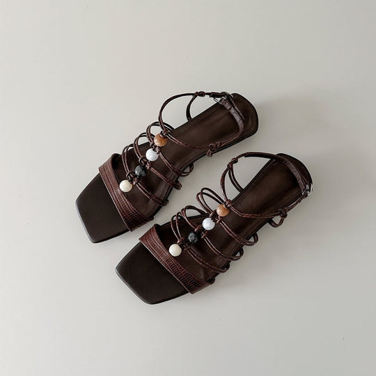 Damen Modische Plateau-Sandalen mit dekorativen Riemen und bequemer Innensohle EB