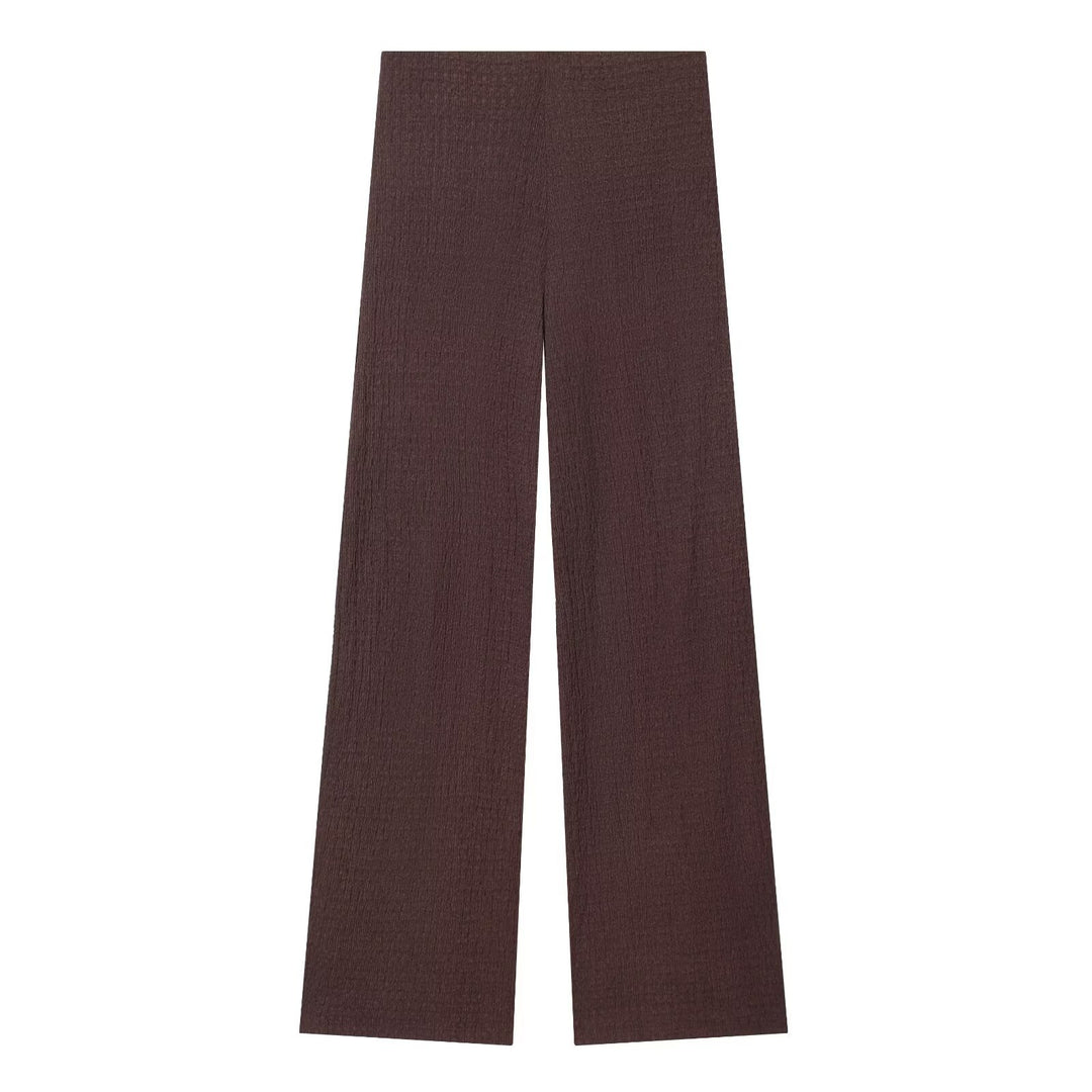 Damen Hochbundhose mit weitem Schnitt und lässiger Textur EB