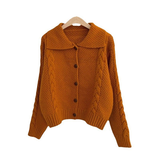 Damen Grobstrickjacke mit kontrastierenden Knöpfen und strukturiertem Design EB