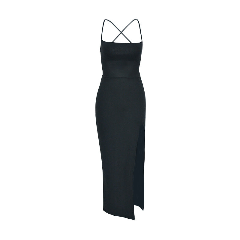 Damen Maxi-Kleid mit verführerischem Schlitz und fein verstellbaren Spaghettiträgern EB