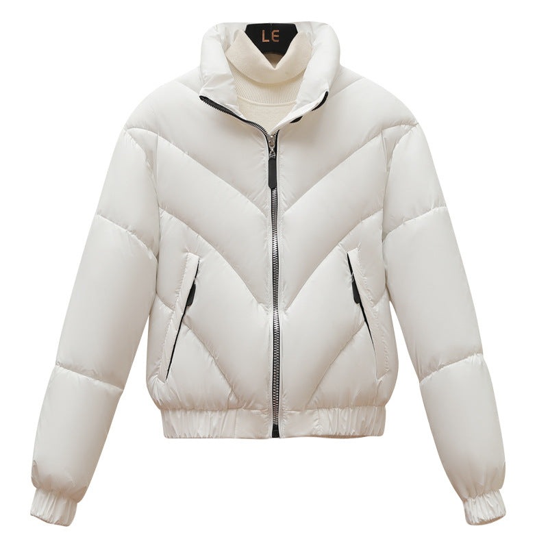 Damen Trendige und kuschelige Pufferjacke mit hohem Kragen und praktischen Eingrifftaschen EB