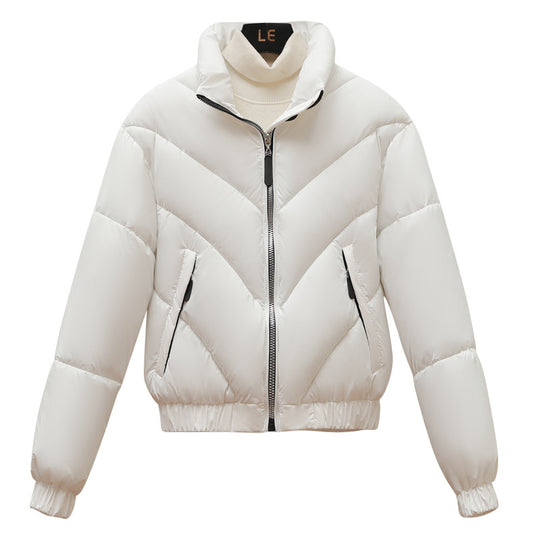 Damen Trendige und kuschelige Pufferjacke mit hohem Kragen und praktischen Eingrifftaschen EB
