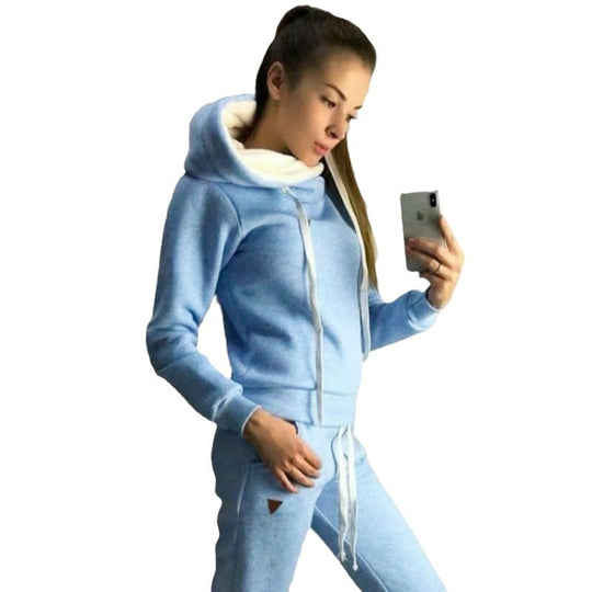 Damen Sportliches Hoodie-Set mit bequemer Passform und elastischen Hosen EB