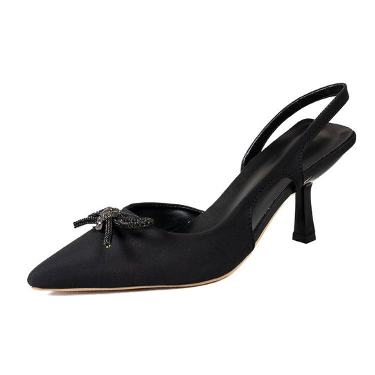 Damen Slingback Pumps mit glamourösem Schleifen-Design EB