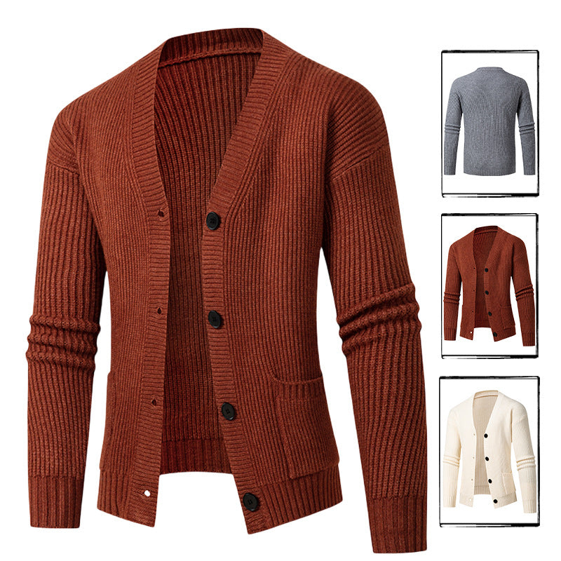 Herren modische Strickjacke mit feinem Rippstrickdesign EB