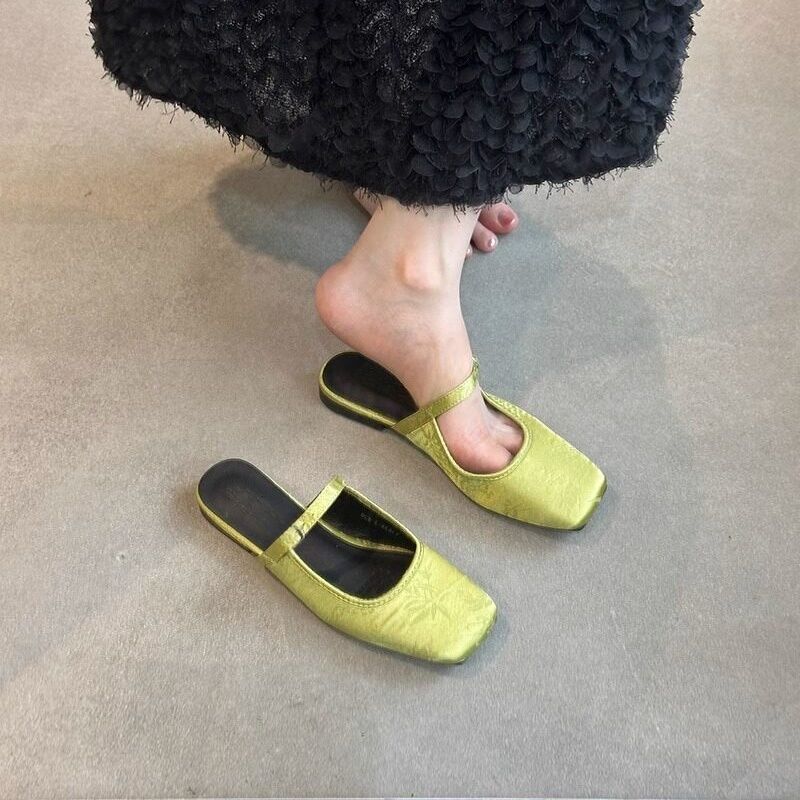 Damen elegante Mules mit Floral-Design EB