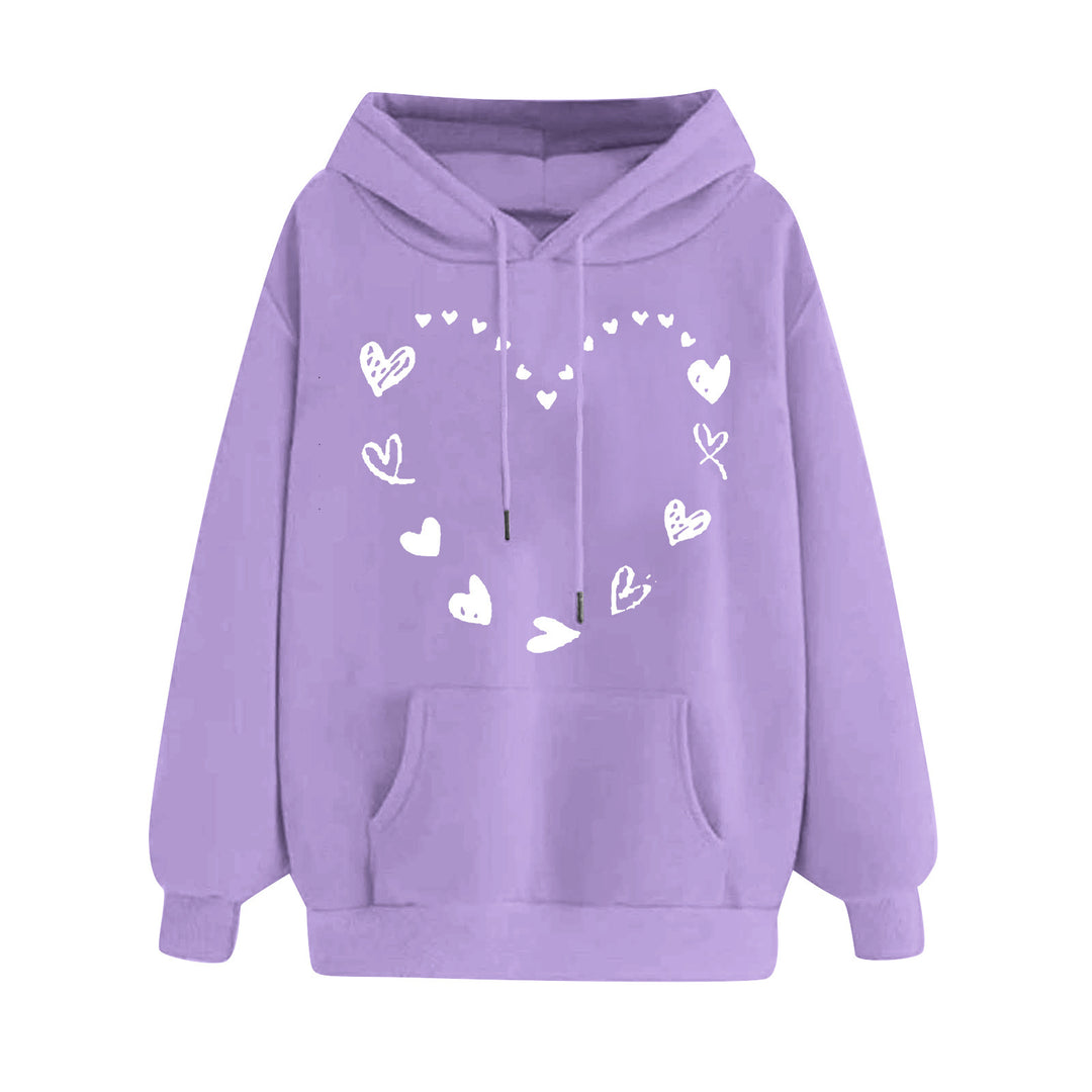 Damen Kapuzensweater mit verspieltem Herzmotiv und bequemer Kängurutasche EB