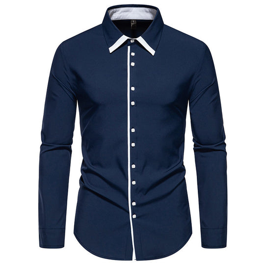 Herren elegantes Slim-Fit Hemd mit kontrastierendem Kragen und hochwertigen Stoffdetails EB